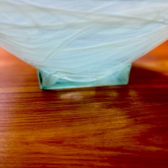 Recycled Art Glass Eco glass Centerpiece Bowl Sea-foam Made In Spain - Picture 3 of 16